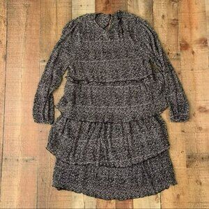 Vero moda long sleeve tiered mini smock flower dress - S